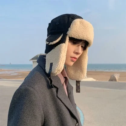 Warm Thick Aviator Hat with Ear Flaps - Image 2