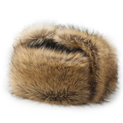 Flat Top Ushanka with Fluffy Faux Fur - Image 8
