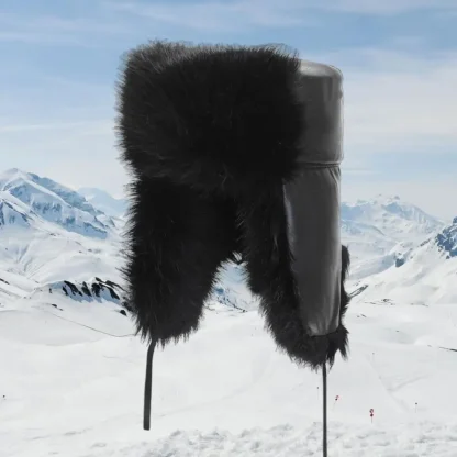 Flat Top Ushanka with Fluffy Faux Fur - Image 3