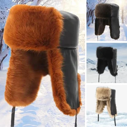 Flat Top Ushanka with Fluffy Faux Fur - Image 14