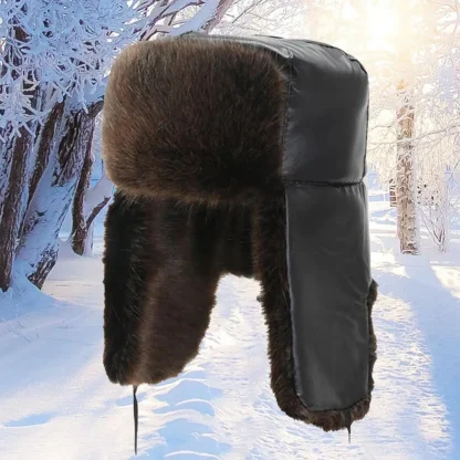 Flat Top Ushanka with Fluffy Faux Fur - Image 2