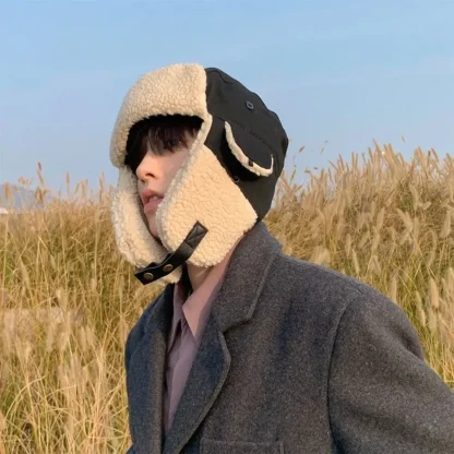 Warm Thick Aviator Hat with Ear Flaps - Image 3