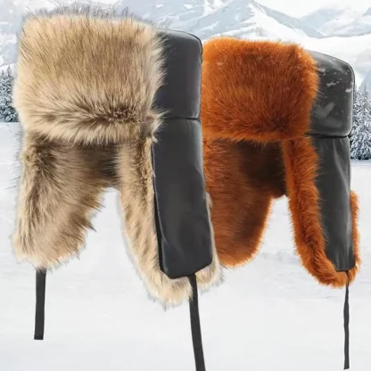 Flat Top Ushanka with Fluffy Faux Fur - Image 13